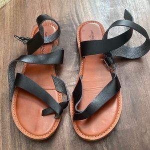 American eagle tie around ankle black sandals